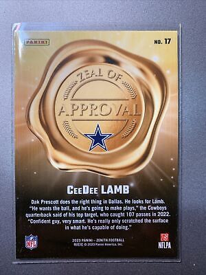 2023 Zenith Zeal Of Approval Red Prizm CeeDee Lamb #17 2023 Zenith Zeal Of Approval Red Prizm CeeDee Lamb #17