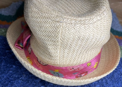 VTG Hello Kitty Sanrio Fedora Straw Hat for Kids Size OSFM Pink Silky Band Bow - Picture 11 of 19