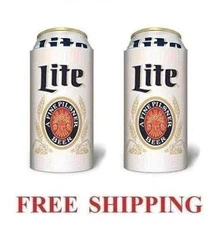 MILLER LITE THROWBACK 2 BEER CAN COOLERS KOOZIE COOLIE 16oz HUGGIE COOZIE NEW