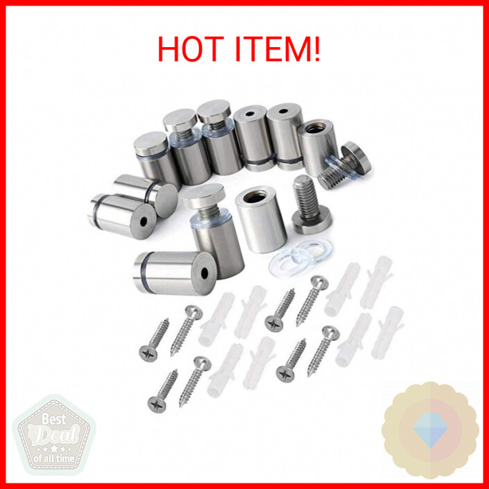 12-Pack 3/4x1.2 Inch Metal Standoff Screws for Wall Sign Holders & Ad Displays