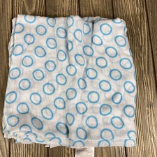 Ideal Baby Aden and Anais Inc White Blue Circle Baby Blanket 43  X 46  