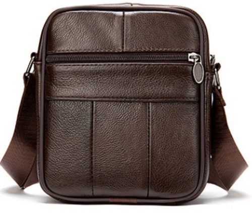 Bolso-Bandolera De Hombre Marrón Alta Calidad En Piel - Picture 3 of 6