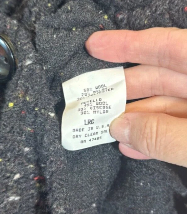 Chaqueta Philippe Adec Paris L Botón Marrón Oscuro Forrada Bolsillo EE. UU. Mezcla de Lana Foto 4 de 4