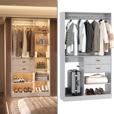 40'' Closet System with 2 Wood Drawers ＆ Shelves,Walk In Closet Organizer System