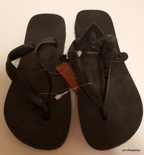 HAVAIANAS Genuine BNWT KIDS GIRLS BOYS TOP BLACK THONGS FLIP FLOPS thick strap