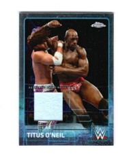 WWE Titus O'Neil 2015 Topps Chrome Event Used Shirt Relic Card Blue