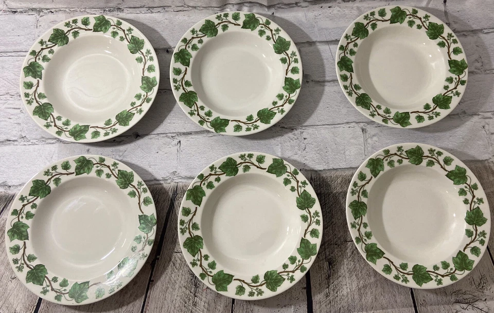 "Juego de 6 cuencos de sopa de colección Vogue Governor's Mansion borde de hiedra verde 8"" EE. UU. Foto 2 de 4