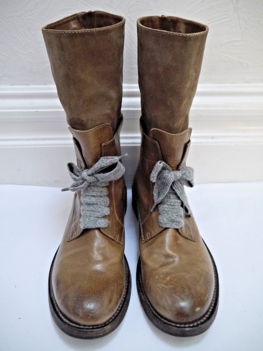 BRUNELLO CUCINELLI brown leather and suede boots Italian  display picture 2
