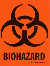New Orange Biohazard Sticker 3 X 2.25 Free Shipping