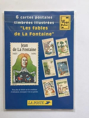 6 cartes postales timbrées illustrées "les fables de La Fontaine" sous blister - Photo 1/2