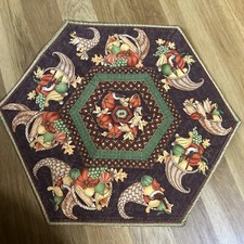 Handmade table topper Hexagon Fall Thanksgiving 21  At Points.