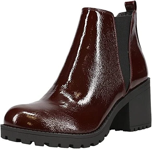 Dirty Laundry Lisbon Oxblood Pull On Chunky Block Heel Rounded Toe Ankle Boots