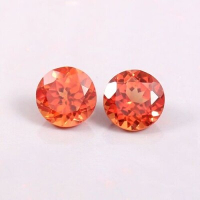 AAA Natural Ceylon Padparadscha Sapphire Loose Round Gemstone Cut Pair 6x6 MM