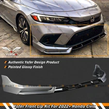 For 22-24 Honda Civic Yofer Lunar Silver Metallic Front Bumper Lip Splitter Kit