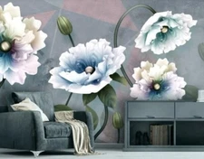 3D Relief Pearl Floral Self-adhesive Removeable Wallpaper Wall Mural