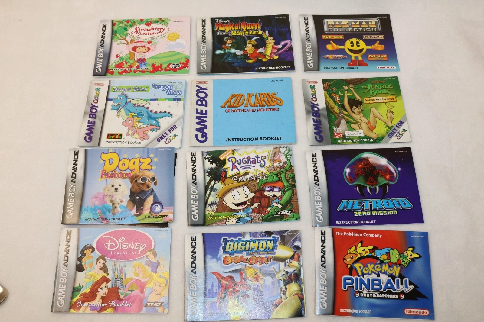 Lot of 12 Nintendo Gameboy GBA Advance Instruction Booklets - Manual Only !~