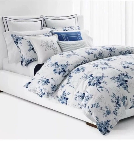 New Ralph Lauren Sandra King Comforter & Shams Set Blue Chinoiserie