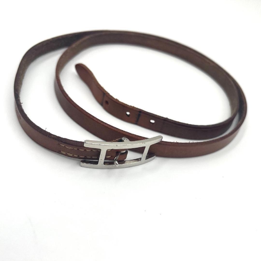 早い者勝ち最終処分価格❣️美品エルメスHERMESアビ3レザーバングル茶シルバー Hermes Leather Bracelet Hapi Brown Silver Used | eBay