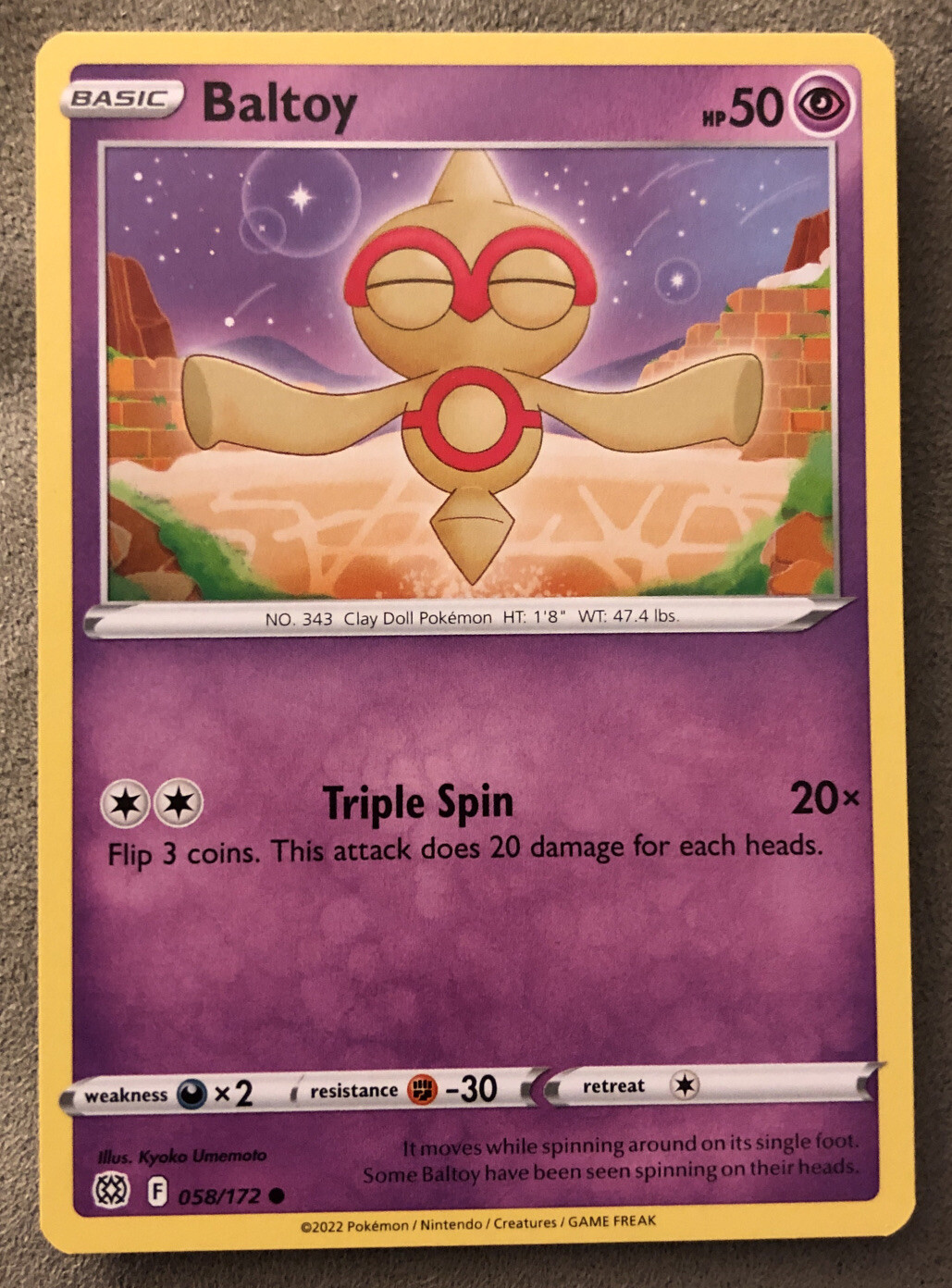 2022 Pokemon TCG Sword & Shield Brilliant Stars Baltoy 058/172 NM