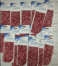 Bondex Canvas Patch Red Bandana Iron On Cotton 20, 2 Packs Crafts Repair Clothes