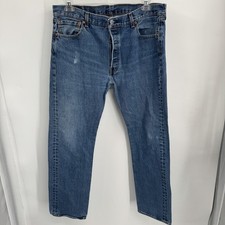 Levis 501 Jeans Mens 36x32 36x30 Blue Medium Wash Button Fly Straight Denim