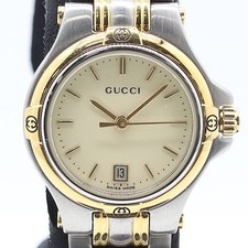 Gucci 9040L QZ Watch Ivory Dial Ladies Wristwatch 17.5 cm Japan Rare