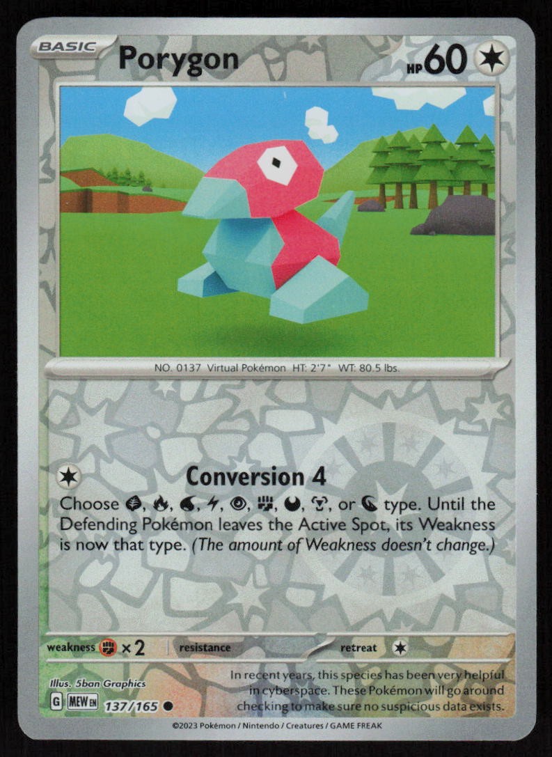 Porygon 137/165 Reverse Holo: 151 Pokemon TCG Near Mint