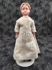 15" Antique doll: Blond Blue-Eyed Girl Shoulderplate Bisque Head with Cloth Body