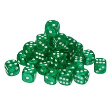 36Pcs 6 Sided Acrylic Dice 16mm/0.63" Rounded Corner Translucent Dice Green