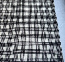 Vintage Tartan Plaid Brushed Cotton Fabric Ivory Black Maroon 3yd x 44"