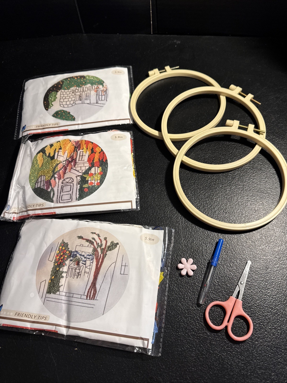 Kits For Beginners Includes Hoops Yarn Needles Instructions.