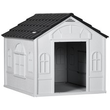 PawHut Plastic Dog House, Water-Resistant Puppy Shelter, Indoor/Outdoor, Easy