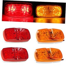 4 Pcs Amber  Red 10 LED Trailer Side Marker Light, 2 Amber 2 Red