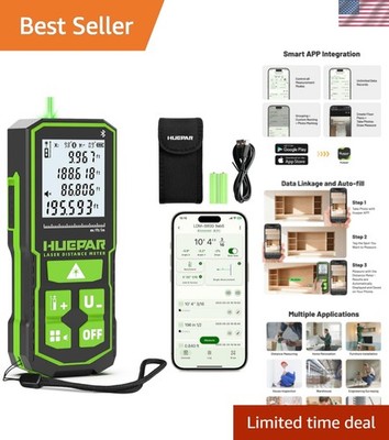 High Accuracy Laser Distance Meter, 200ft with Real-Time Angle Sensor Display