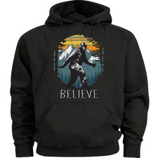 Bigfoot In Mountain Sasquatch Believer Design Black Jumper Hoodie Sweat Shirt