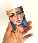 OOAK Woman Bird ACEO Mixed Media Art Contemporary Portrait by AdriO — photo 3