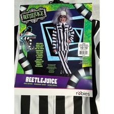 Rubies Beetlejuice Child Costume Kids Large 10-12 Striped Suit Halloween 886552