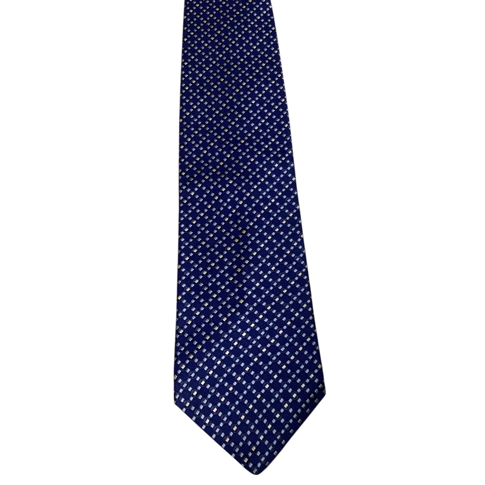 NAUTICA мужчин 100% шелк галстук COSTA RICA дизайнерский геометрический синий/белый новый с Ярлыками - Изображение 2 из 3