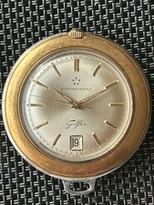 Taschenuhr Eterna Matic Golfer Automatik, rares Modell in Stahl/Gold Top Zustand