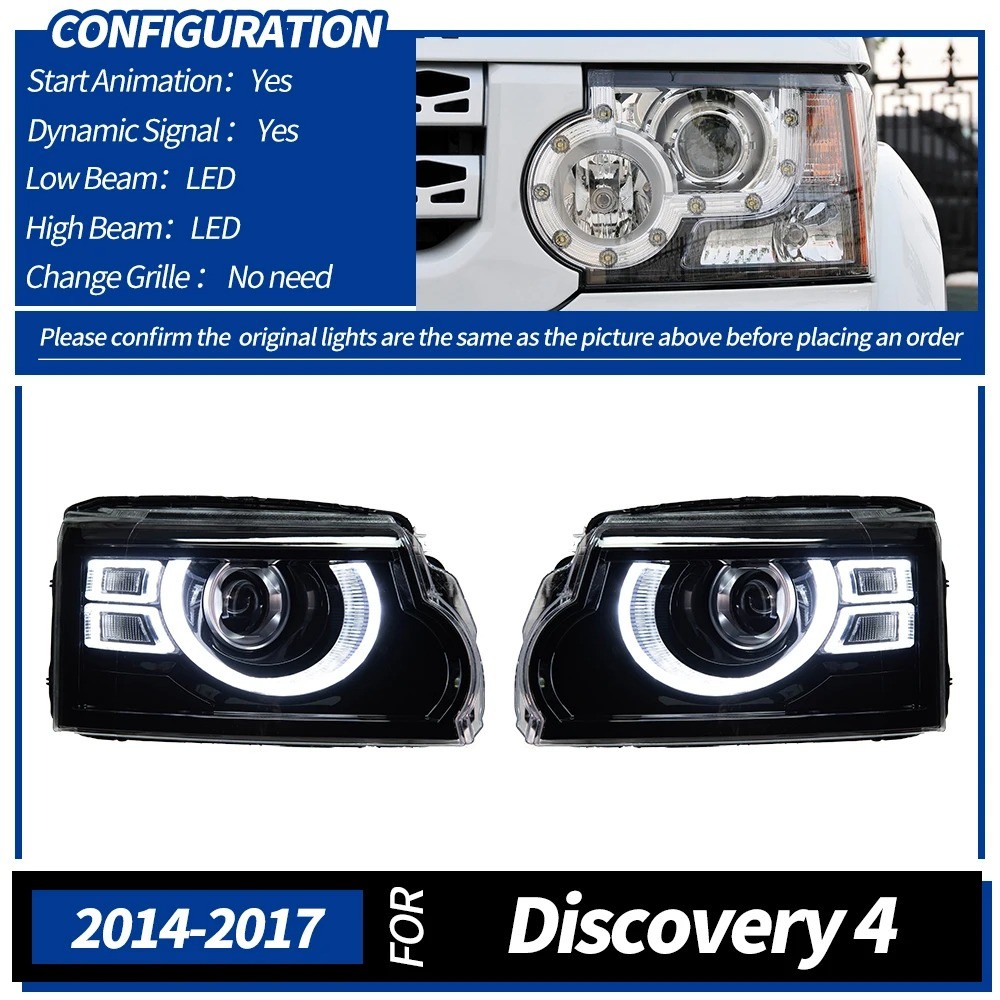 For Land Rover Discovery LR4 2010-2016 Pair LED Front Headlight Assembly