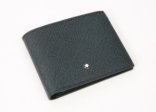 Montblanc Sartorial Leather Wallet 6CC Combination of Blue & Black MB220384 -New - Picture 3 of 12