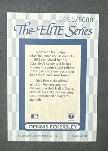 *1993 Donruss Elite Series (5" x 3.5") #7 Dennis Eckersley 2665/5000 !!! - Picture 2 of 2