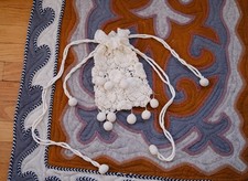 Rare 1890s 1900s Edwardian Crochet Draw String Bag