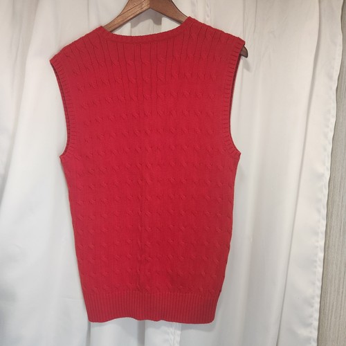 Polo Ralph Lauren Boys Sweater Vest XLarge (18/20) Red with Navy Polo Player - Picture 3 of 3
