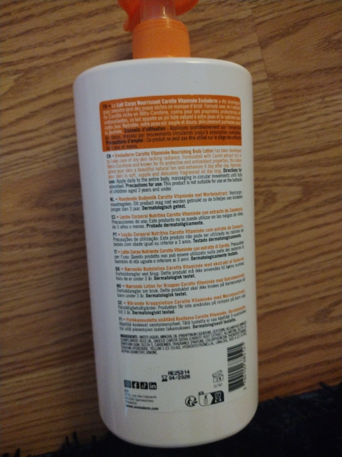 EVOLUDERM NOURISHING BODY LOTION WITH CARROT NOURISHES DRY SKIN 34.FL.OZ