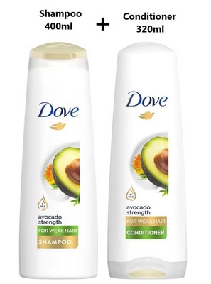 Dove Avocado Strength Shampoo400ml+ Conditioner320ml Set For Weak & Fragile Hair