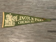 Vintage Lincoln Park Chicago Illinois Felt Pennant Banner 24 Inch Decor