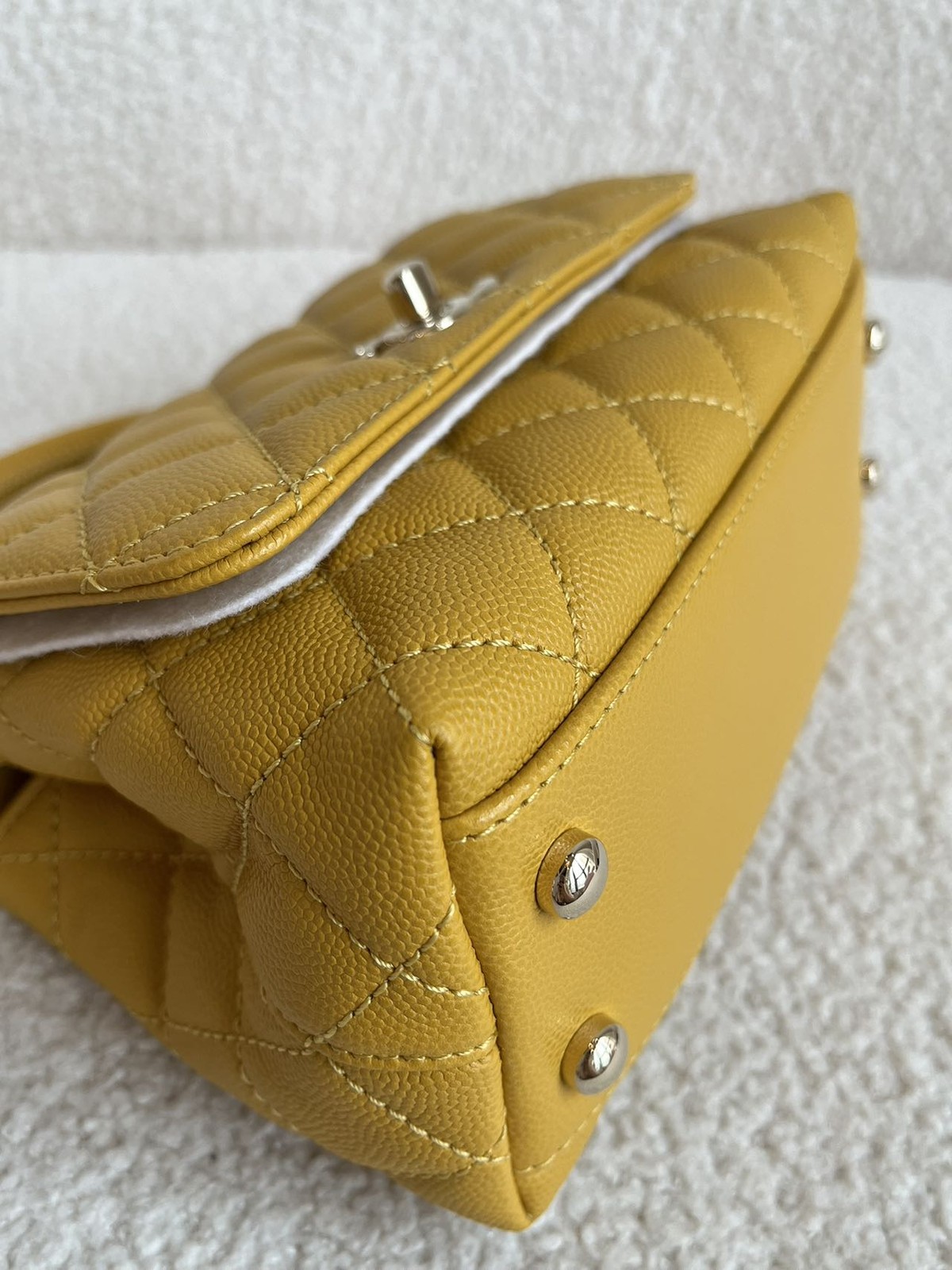 Chanel Caviar Quilted Extra Mini Coco Handle Flap Yellow image 8