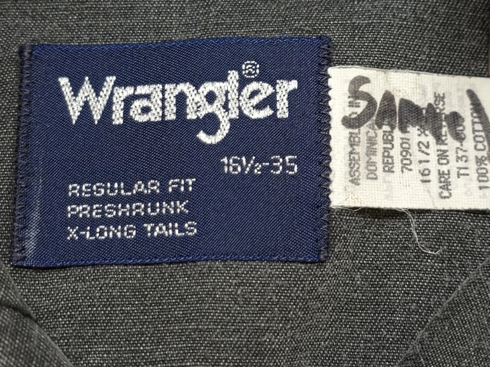 90's Wrangler Brushpopper Shirt Men's Size 16.5x35 Aztec Cowboy Vintage XL Tails - Image 3 of 3