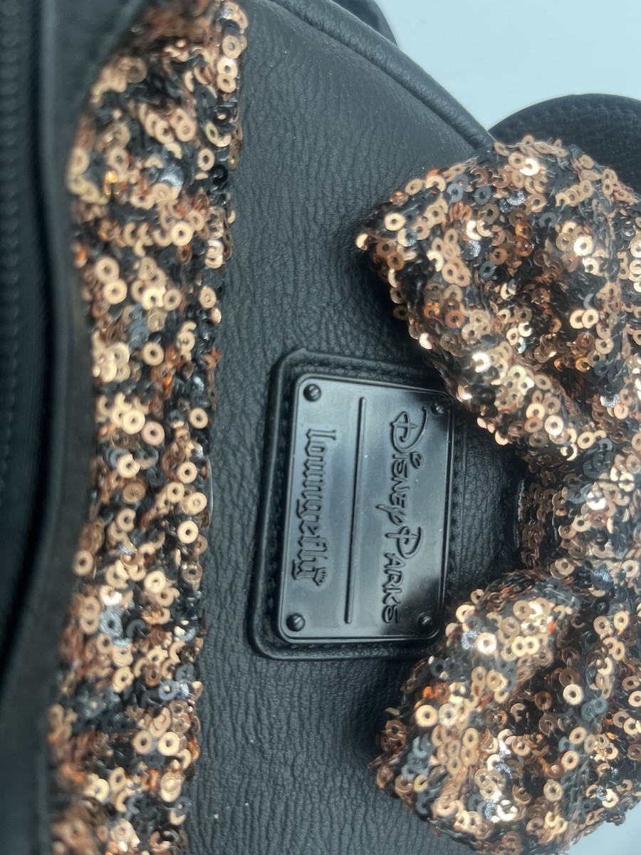 Loungefly Disney Parks Minnie Mouse Bow Sequin Black Belle Bronze Mini Backpack Loungefly x Disney Parks Belle of the Bronze Mini Backpack main image 2